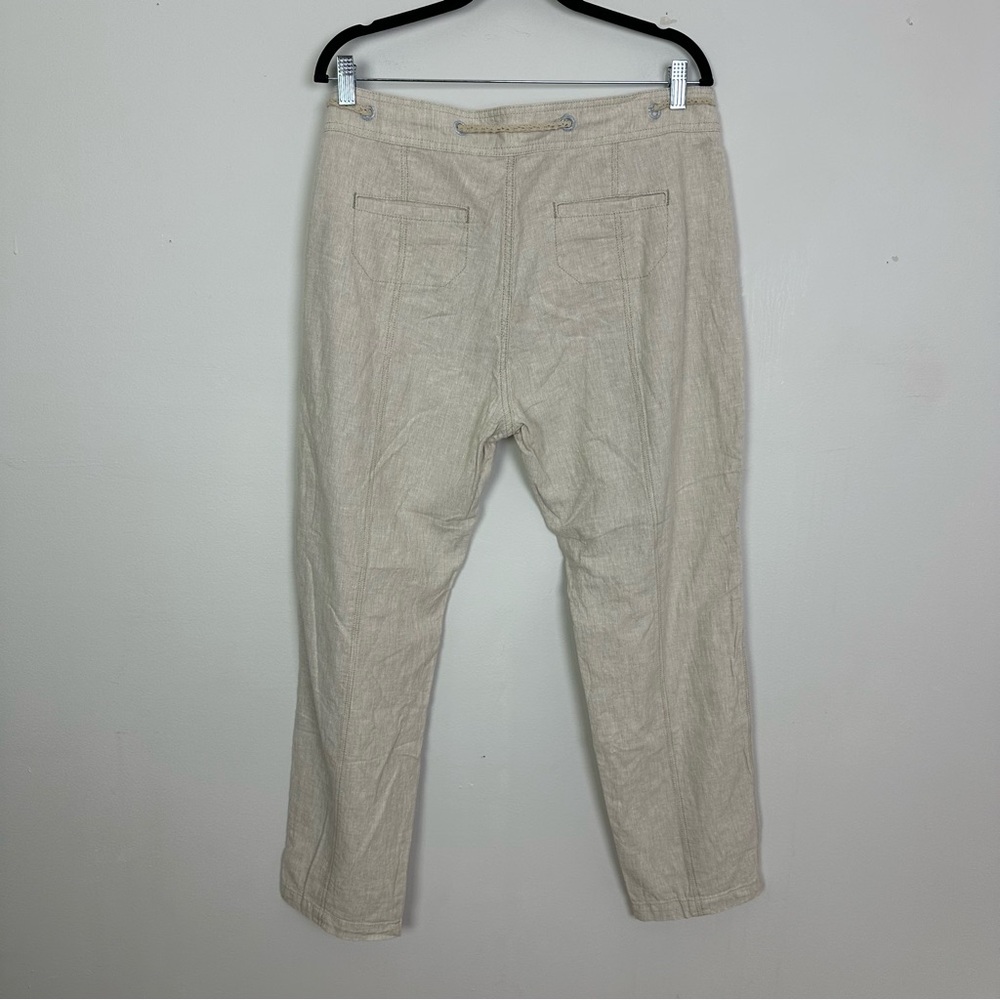Sundance Linen Cotton Micro Stripe Ribbon Belt Pants - Picture 2 of 7
